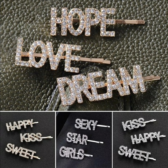 New 3 Pc Set Rhinestone Barrettes - Picture 2 of 16